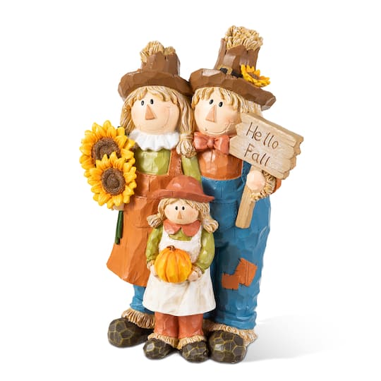 Glitzhome® 10.5" Fall Resin Scarecrow Family Table Decor
